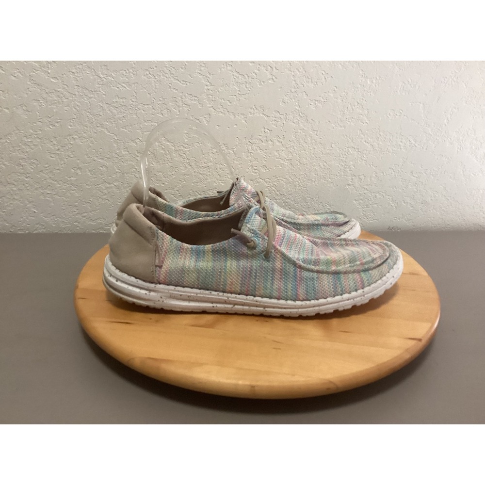 Hey Dude Wendy Sox Women Size 12 Aurora White Multicolor Knit Slip On Loafers